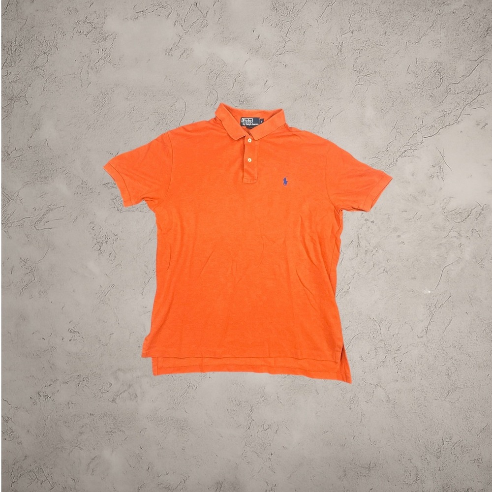 Polo Ralph Lauren Orange Pique Polo Shirt Mens Medium Vintage Y2K Short Sleeve
